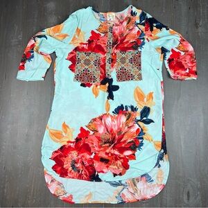Fig & Flower by Anthropologie Women’s Medium Tunic Shirt Floral Boho